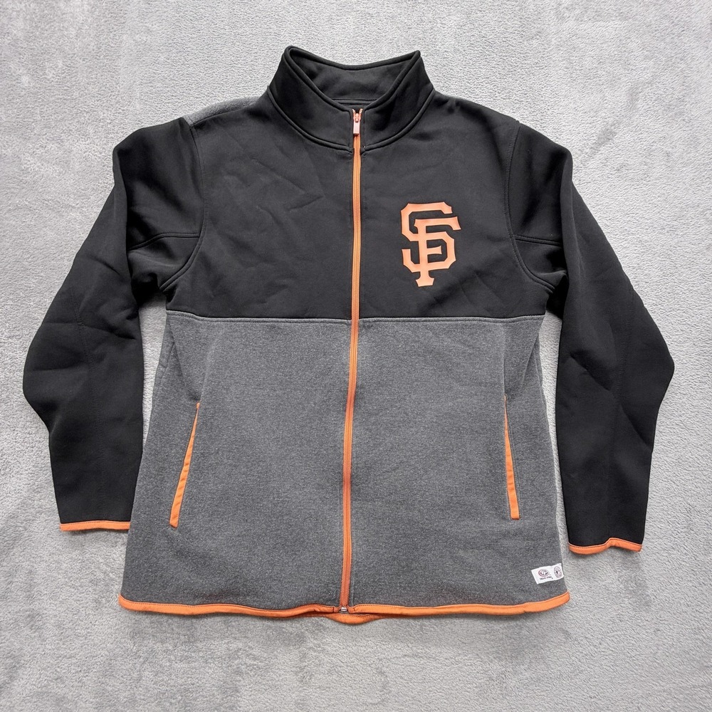 San Francisco Giants Jacket Mens Large Black Gray Full Zip True Fan MLB Baseball